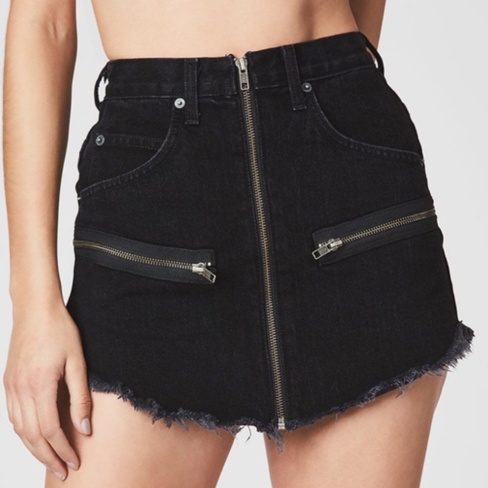 CARMAR BLACK ZIPPER DENIM SKIRT